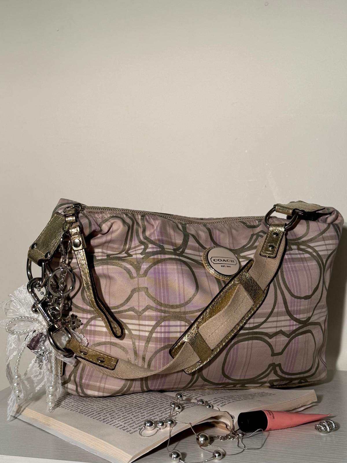 Coach Pastel Plaid Hobo Bag