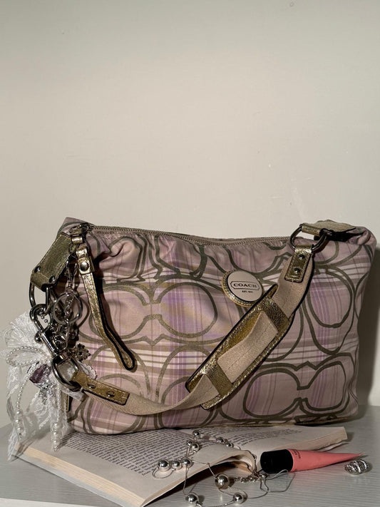 Coach Pastel Plaid Hobo Bag