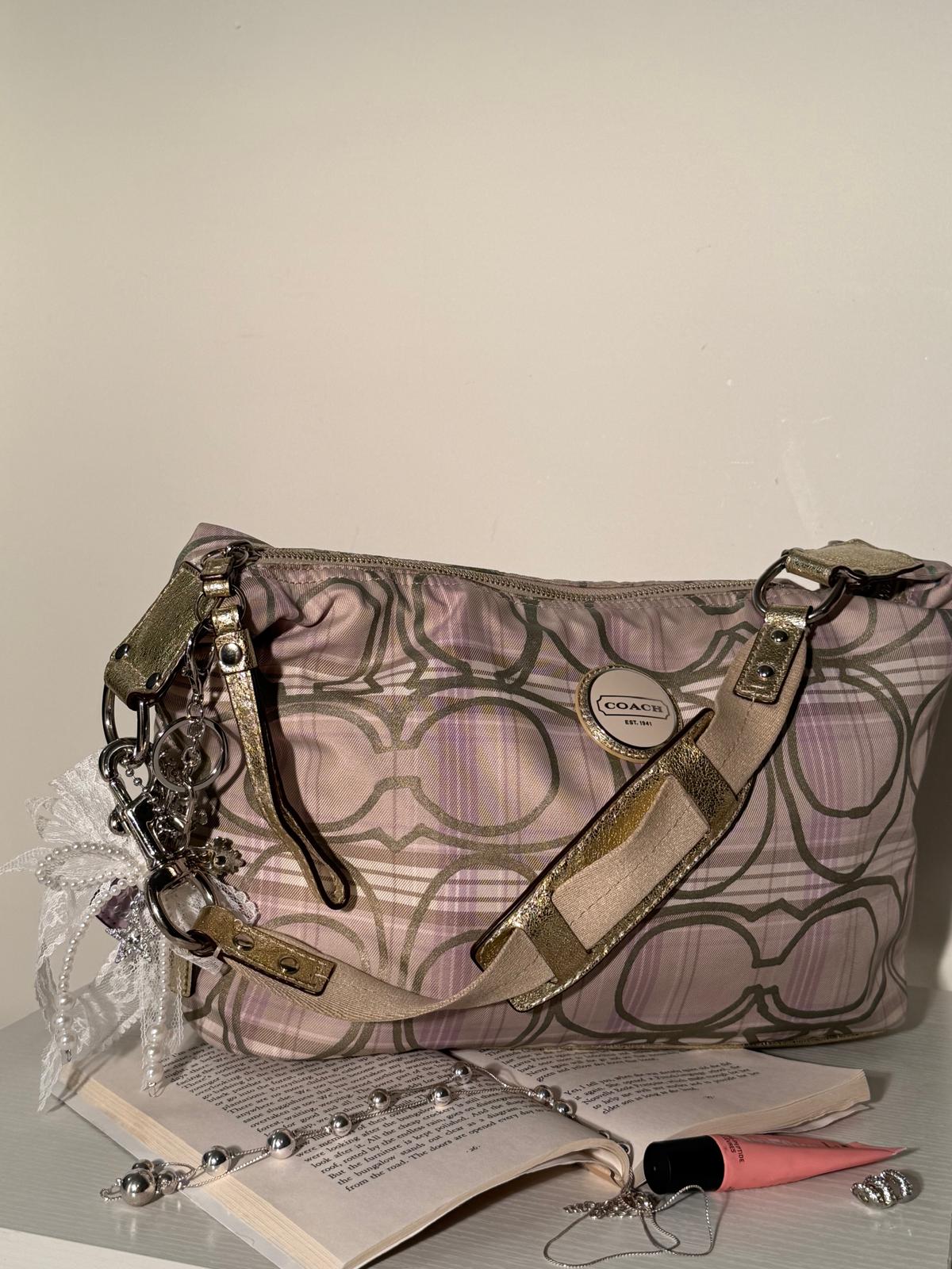 Coach Pastel Plaid Hobo Bag