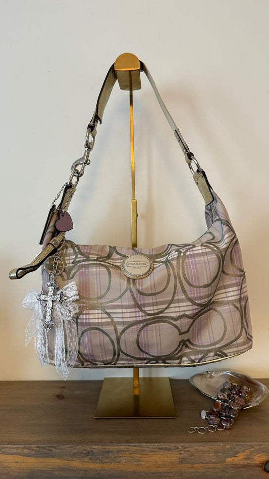 Coach Pastel Plaid Hobo Bag