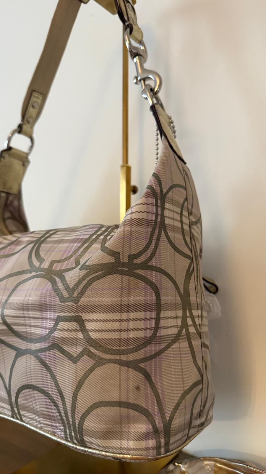 Coach Pastel Plaid Hobo Bag