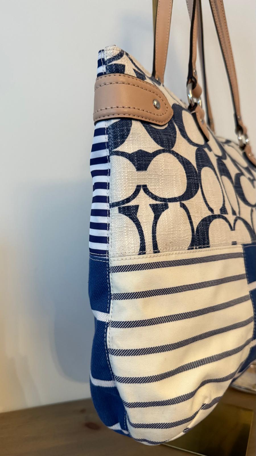 Coach Patchwork Stripe Canvas Tote Bag