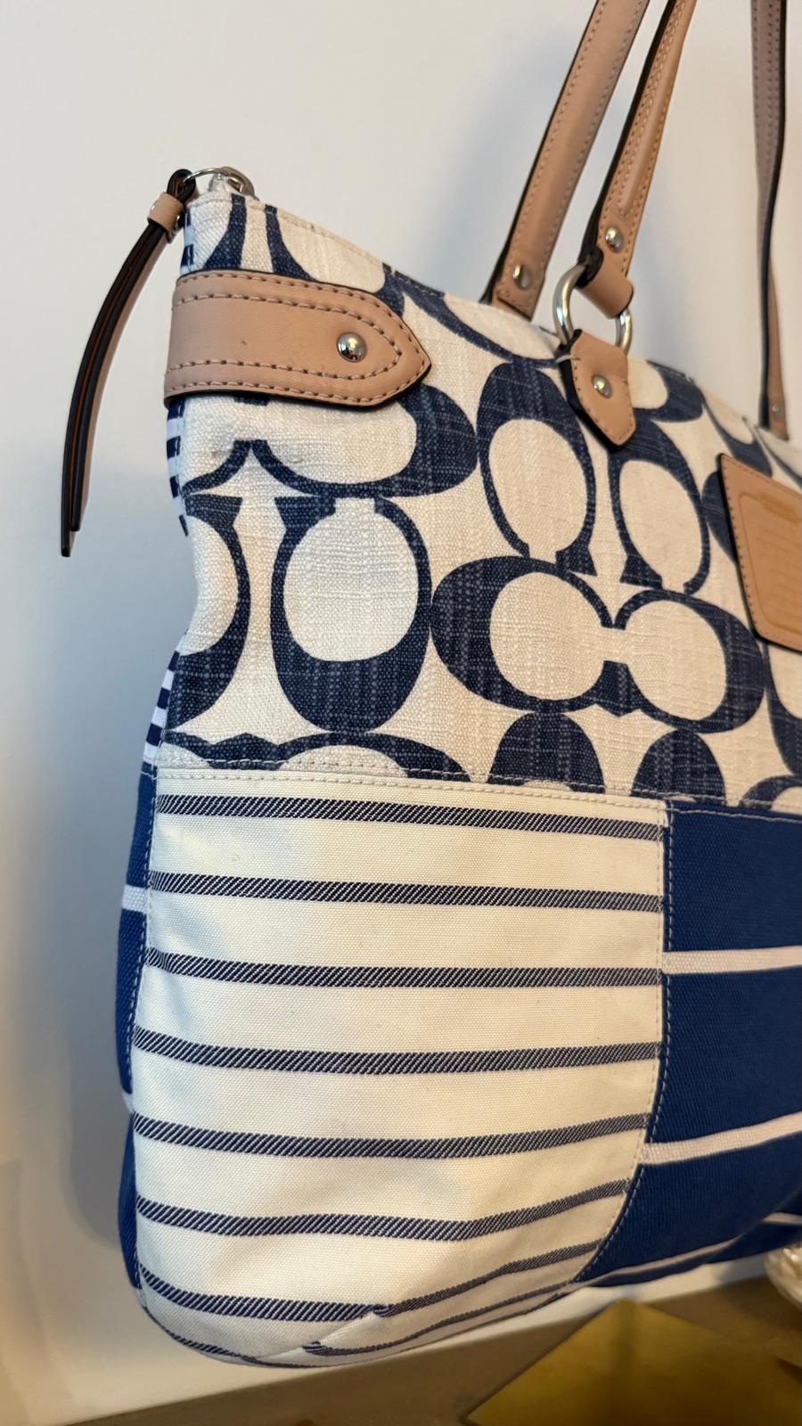 Coach Patchwork Stripe Canvas Tote Bag