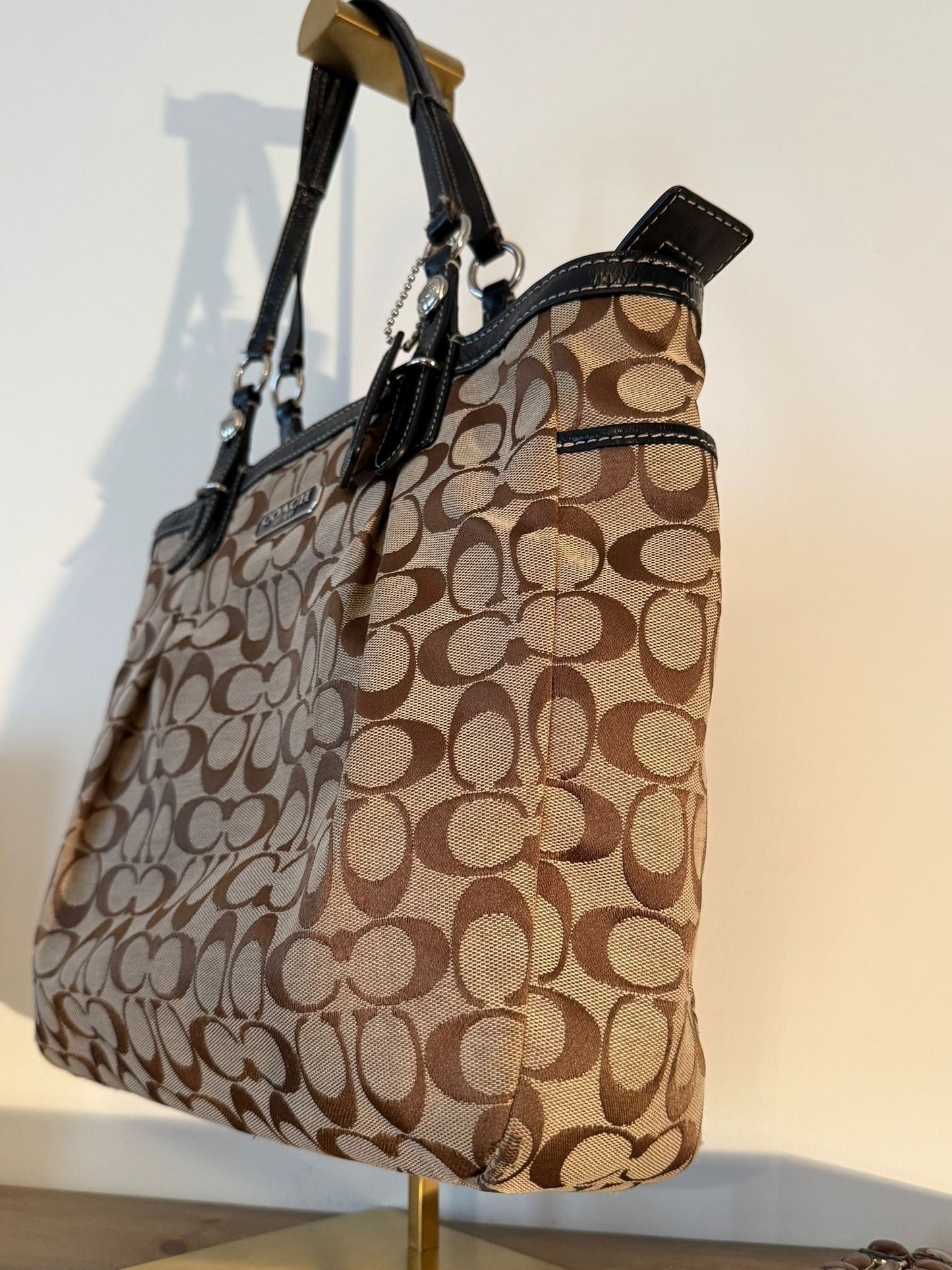 Coach Signature Brown Canvas Tote Bag