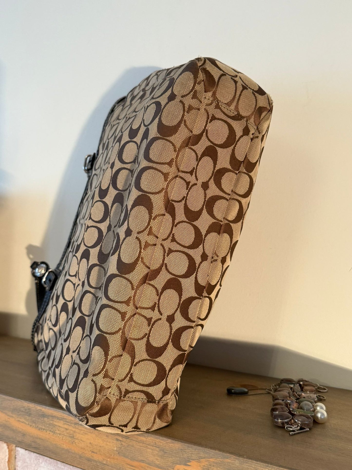 Coach Signature Brown Canvas Tote Bag