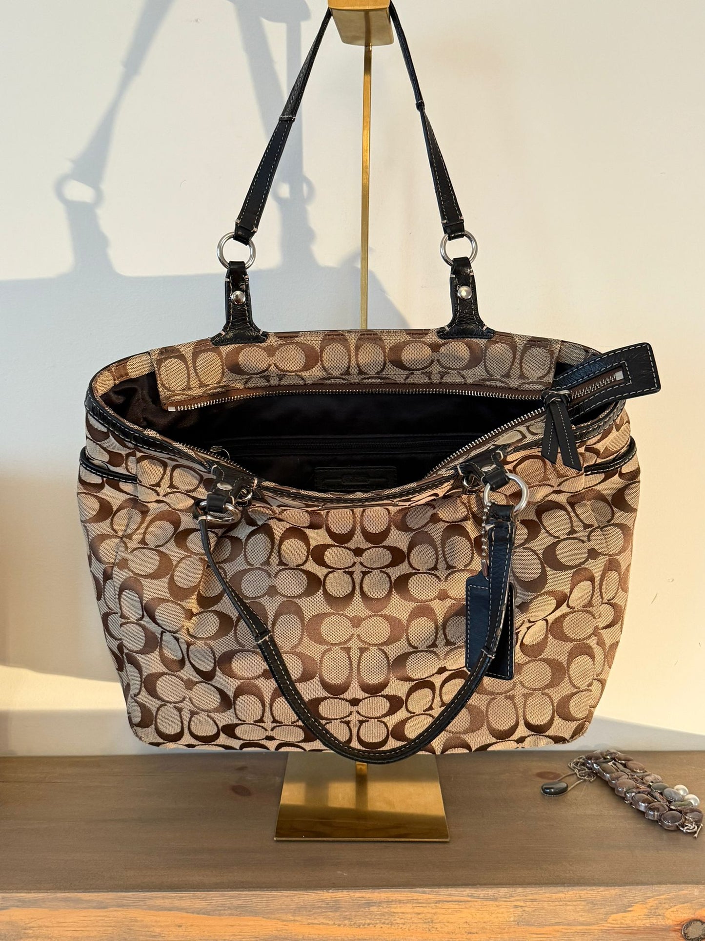 Coach Signature Brown Canvas Tote Bag