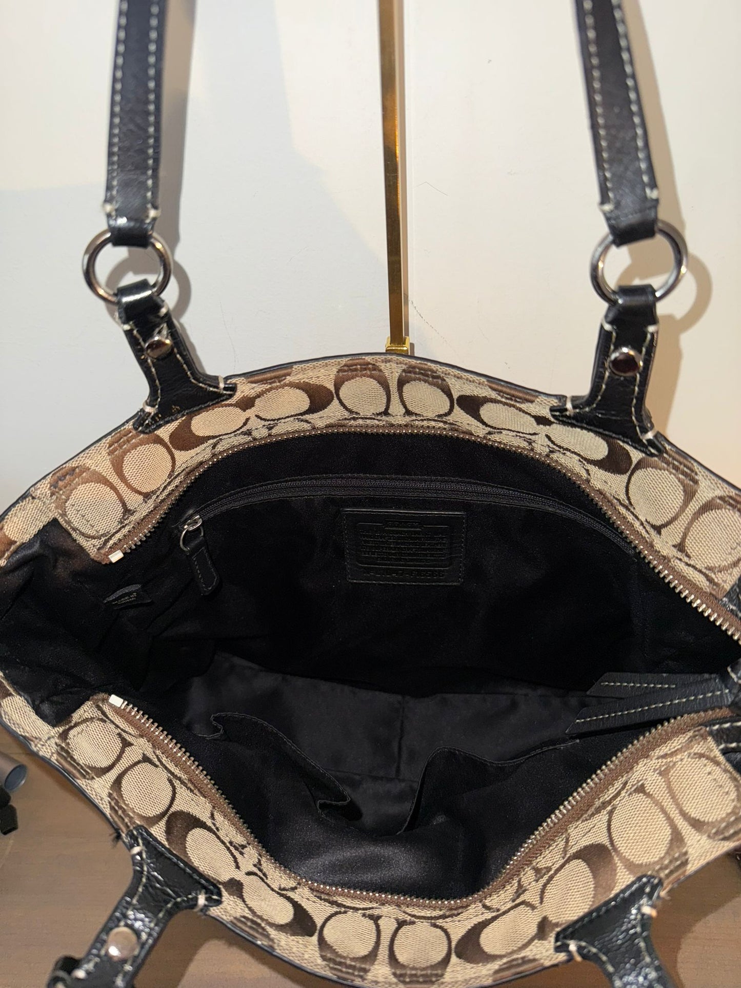 Coach Signature Brown Canvas Tote Bag