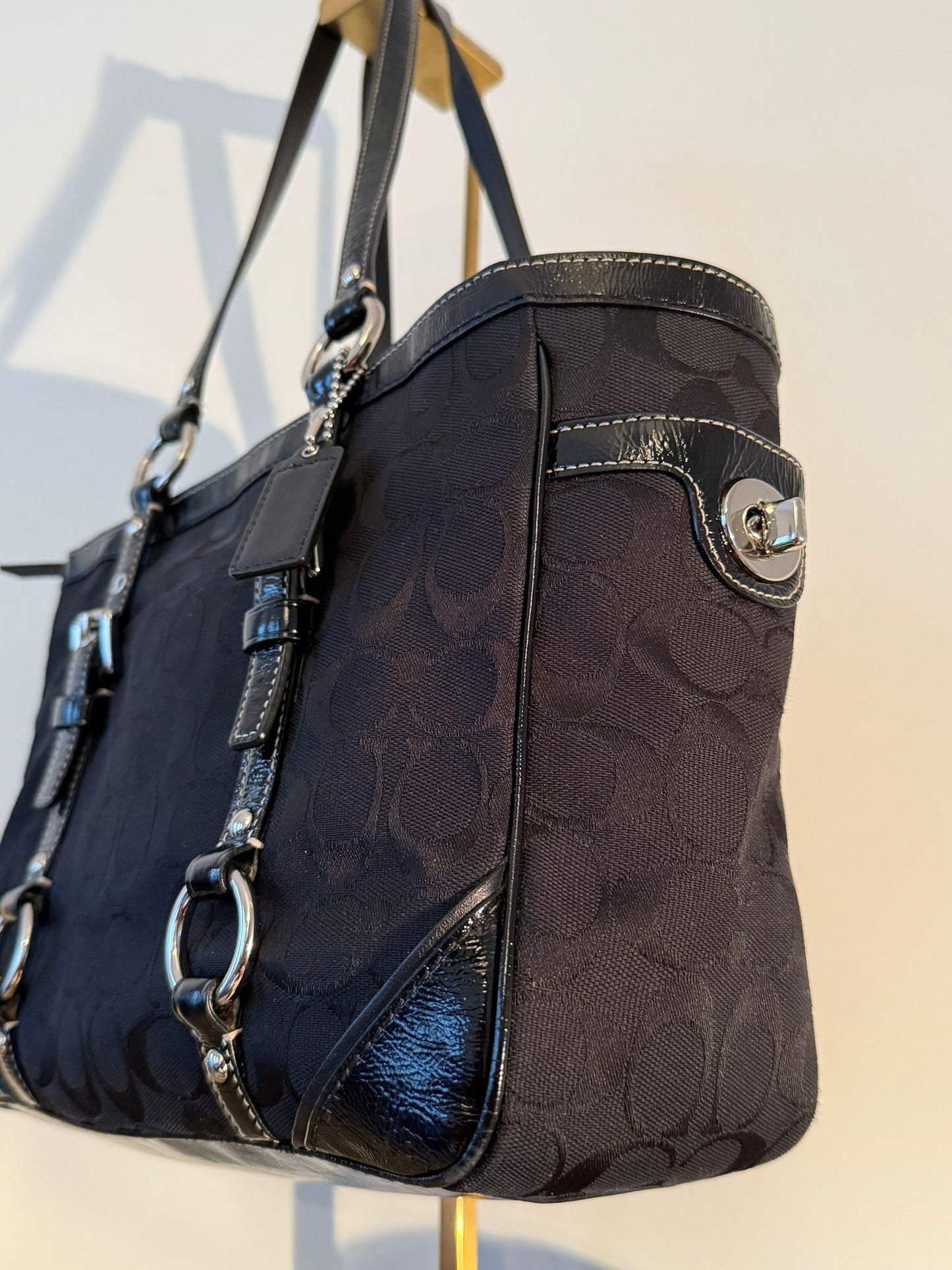 Coach Signature Black Buckle Tote Bag