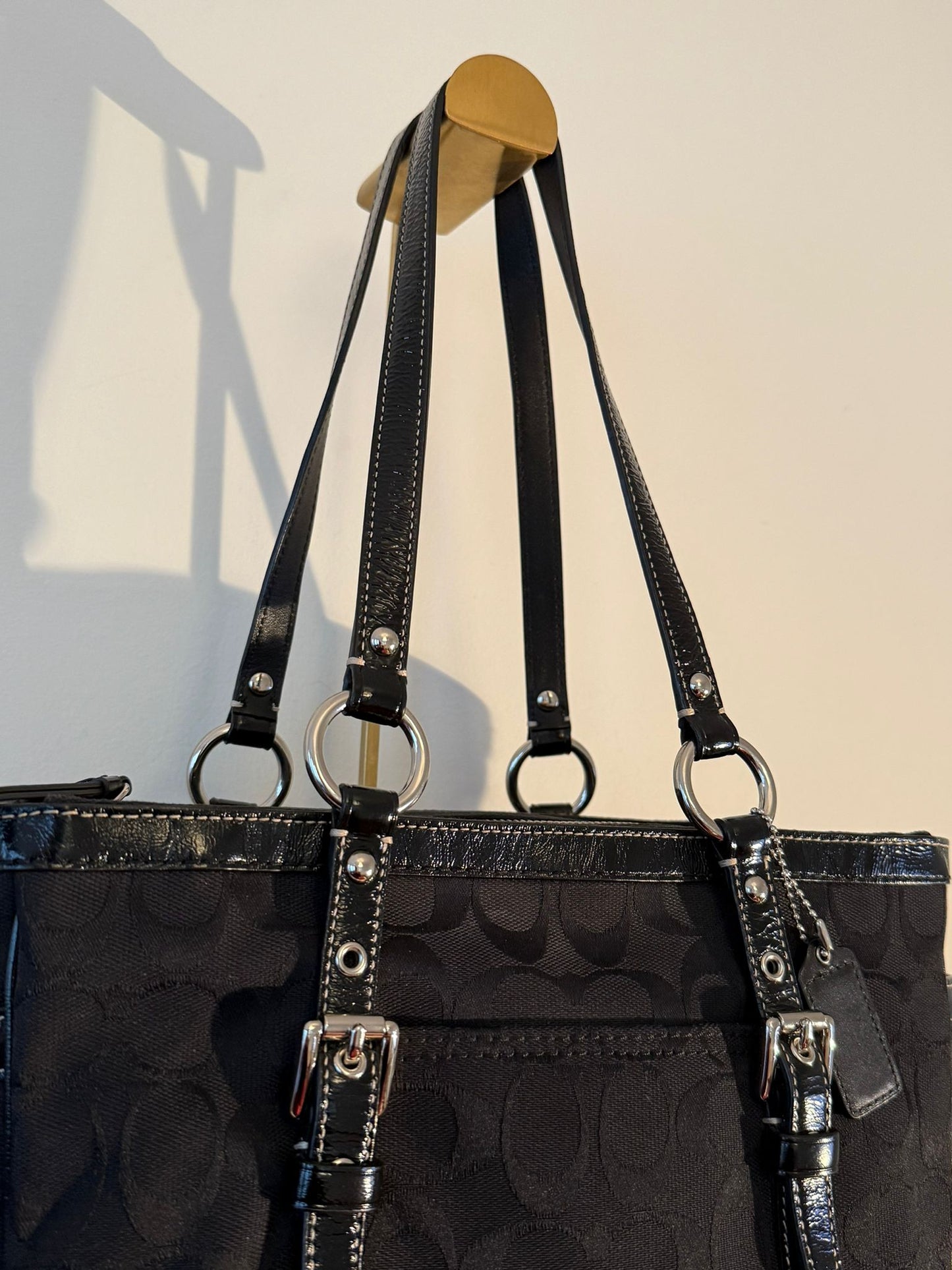 Coach Signature Black Buckle Tote Bag