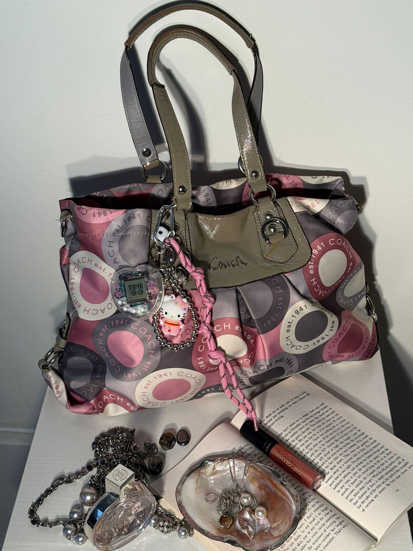 Coach Pink Grey Ashley Bag