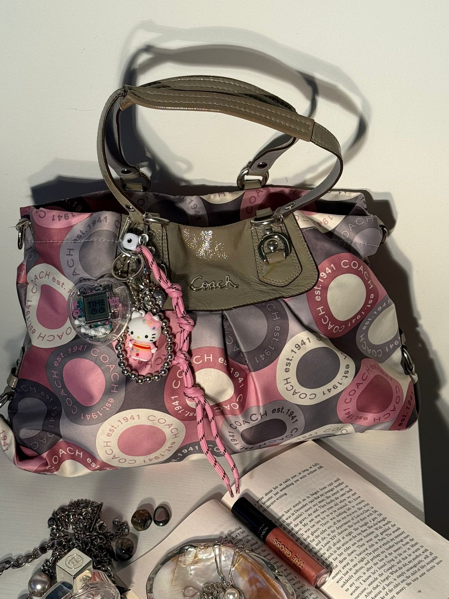 Coach Pink Grey Ashley Bag