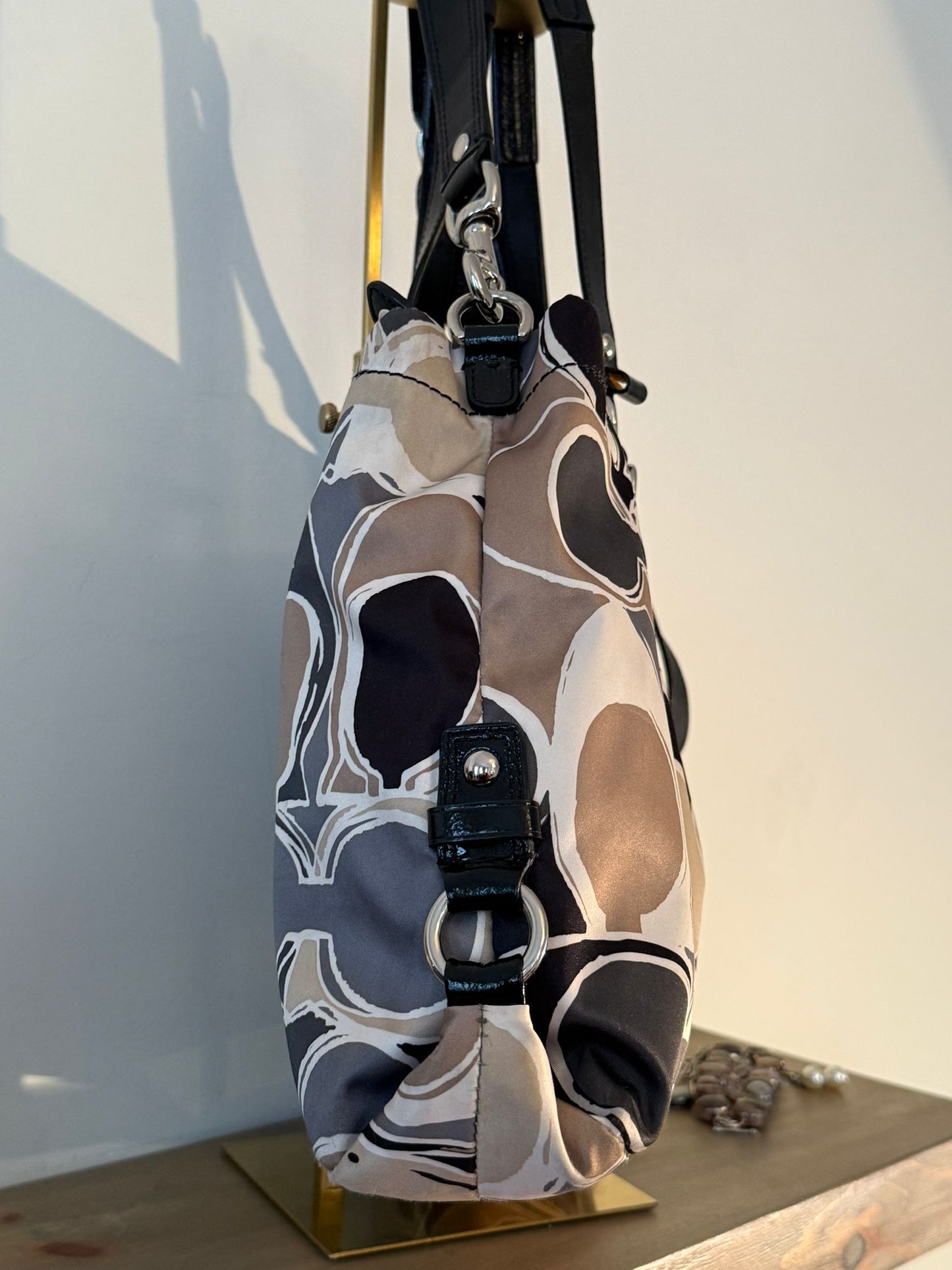 Coach Satin Taupe Signature Tote Bag