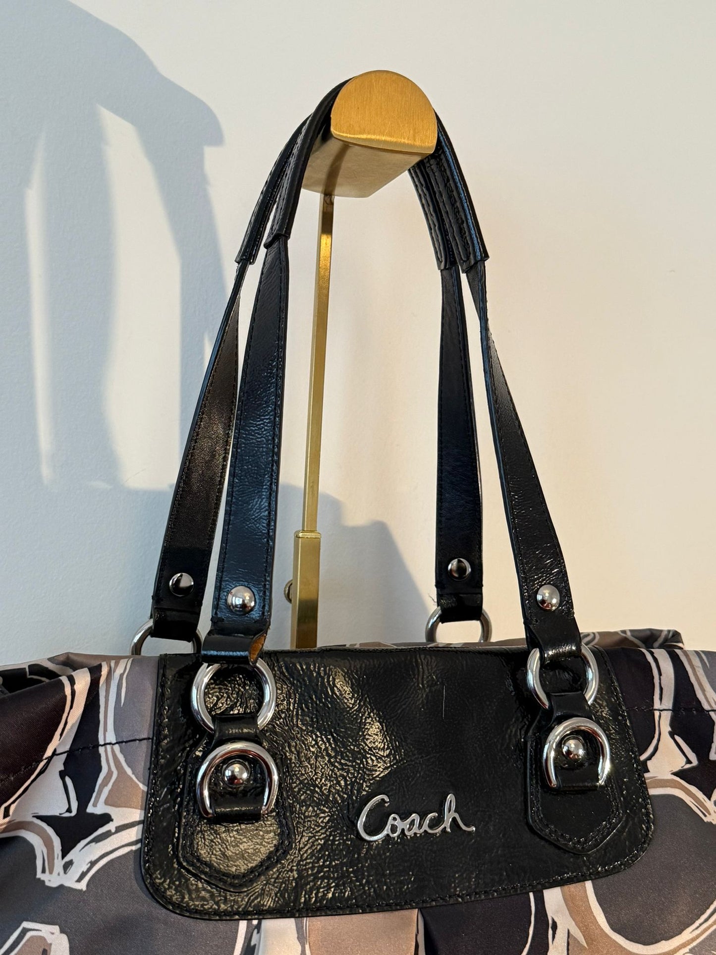 Coach Satin Taupe Signature Tote Bag