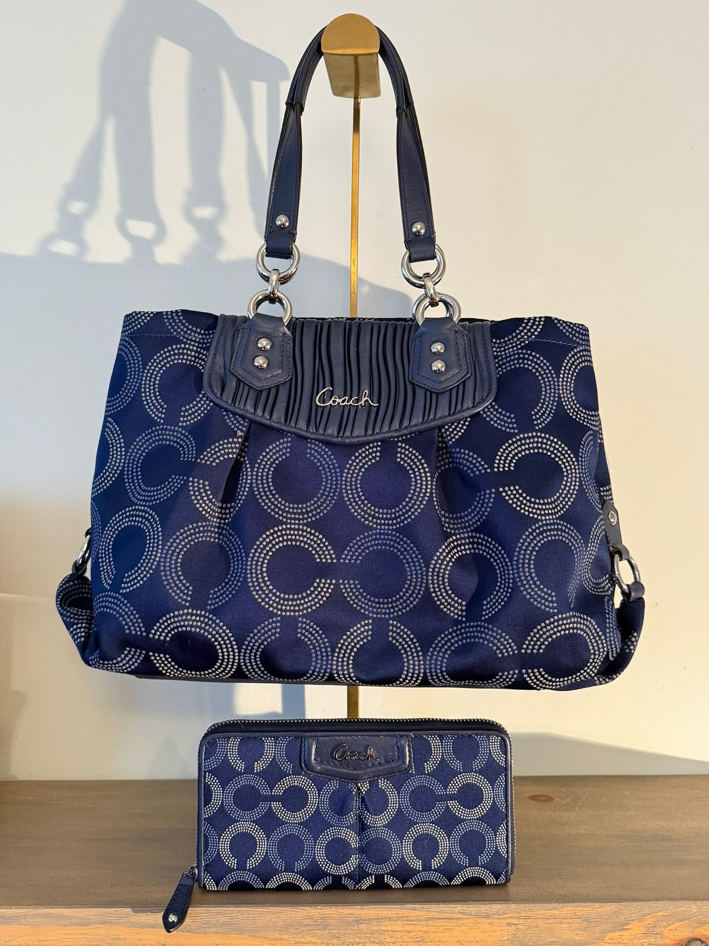 Coach Ashley Op Navy Satchel & Wallet Set