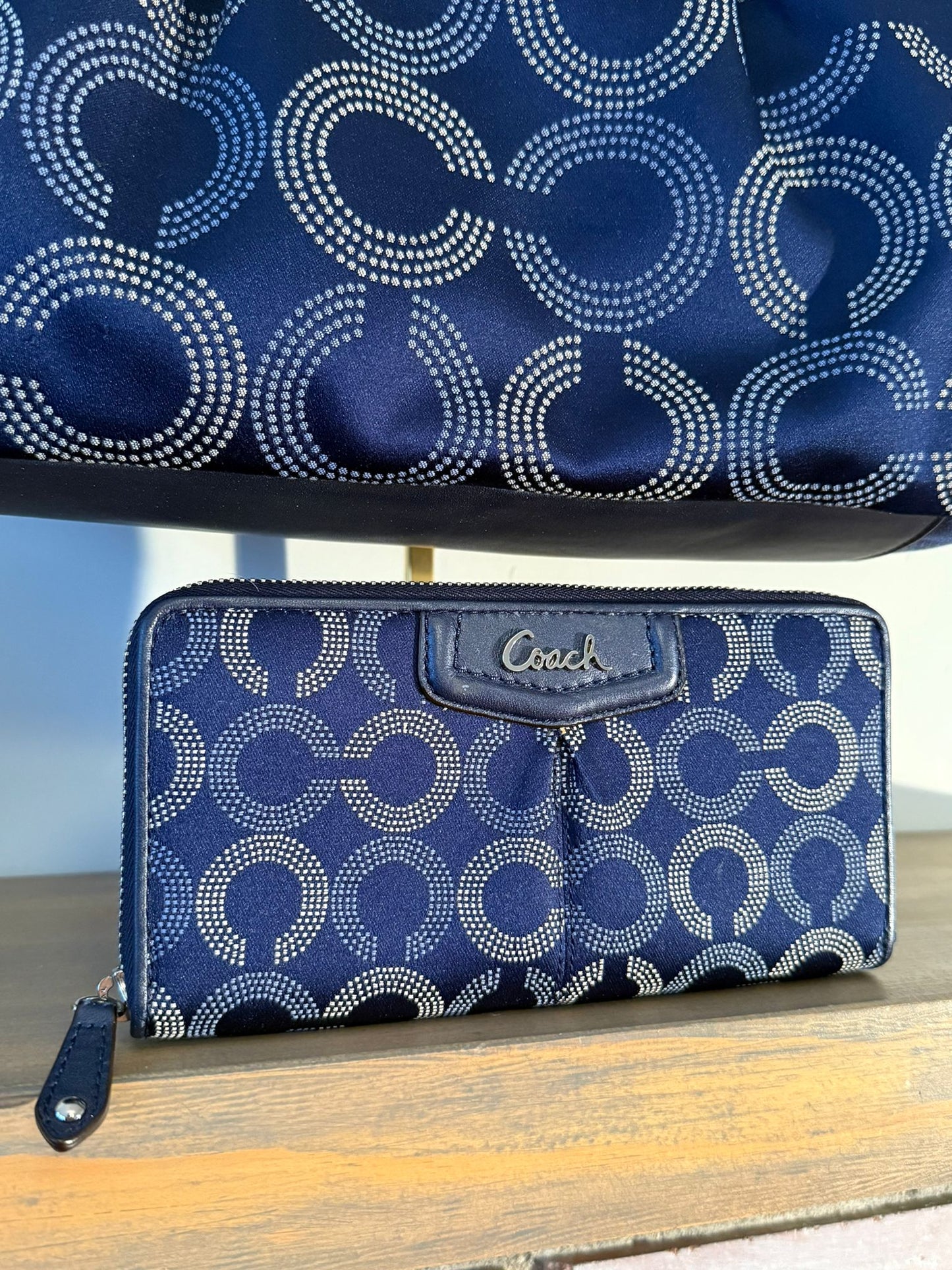 Coach Ashley Op Navy Satchel & Wallet Set