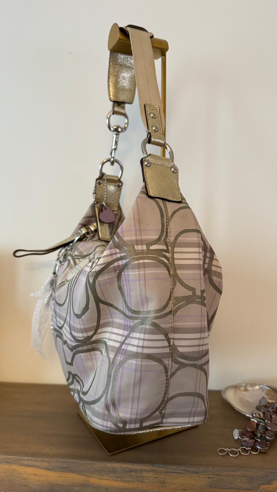 Coach Pastel Plaid Hobo Bag
