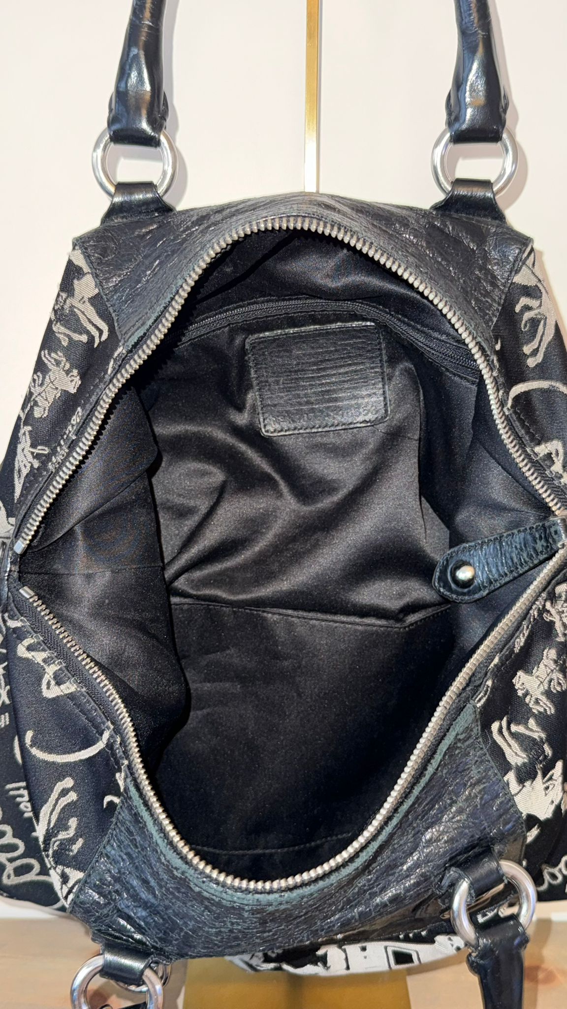 Coach Black Carriage Print Satchel