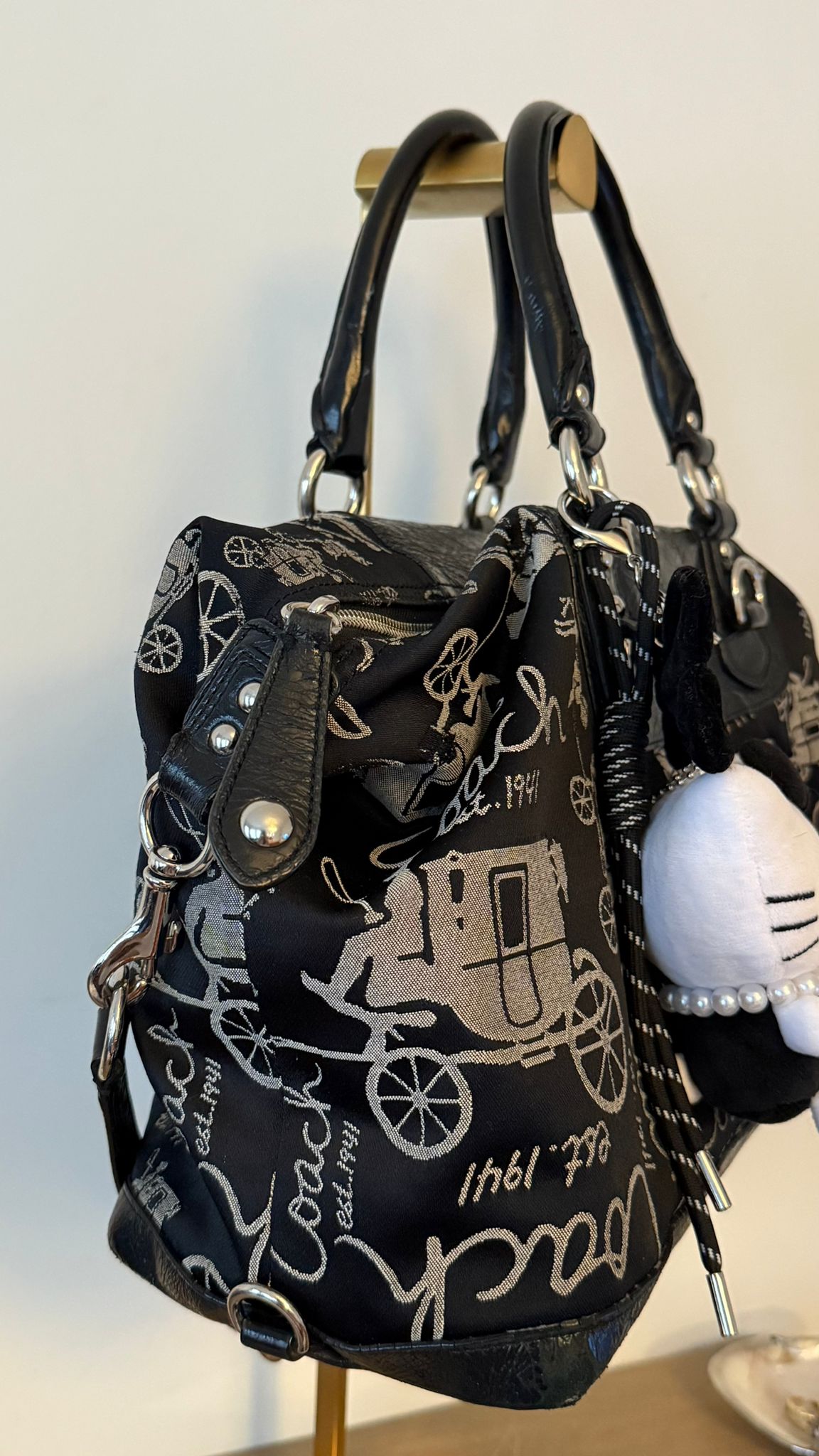 Coach Black Carriage Print Satchel