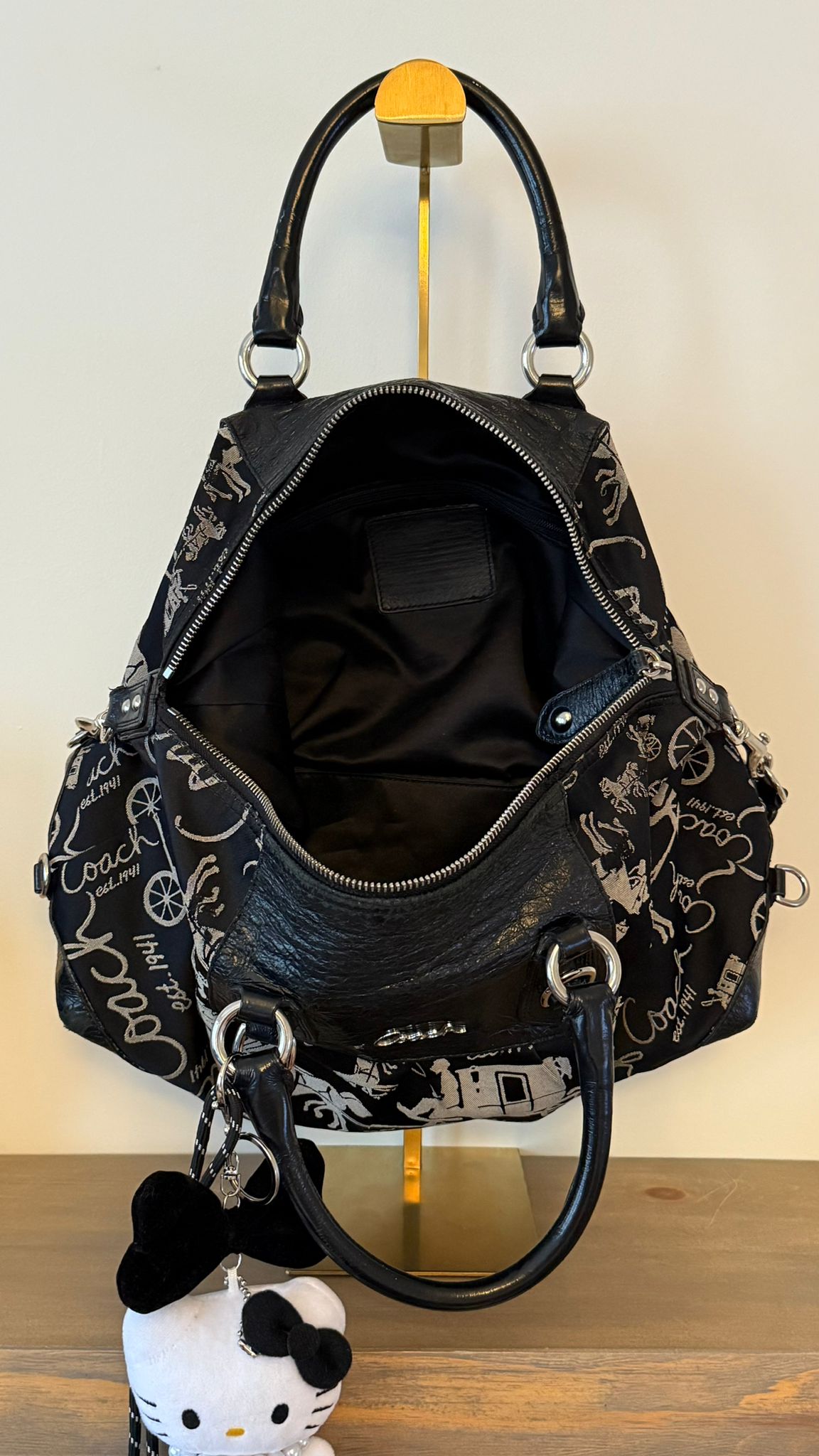 Coach Black Carriage Print Satchel