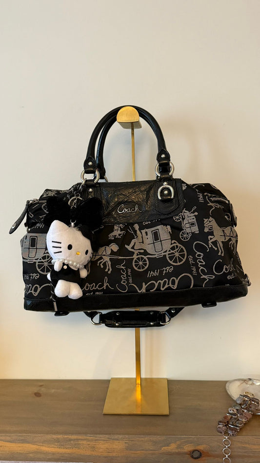 Coach Black Carriage Print Satchel
