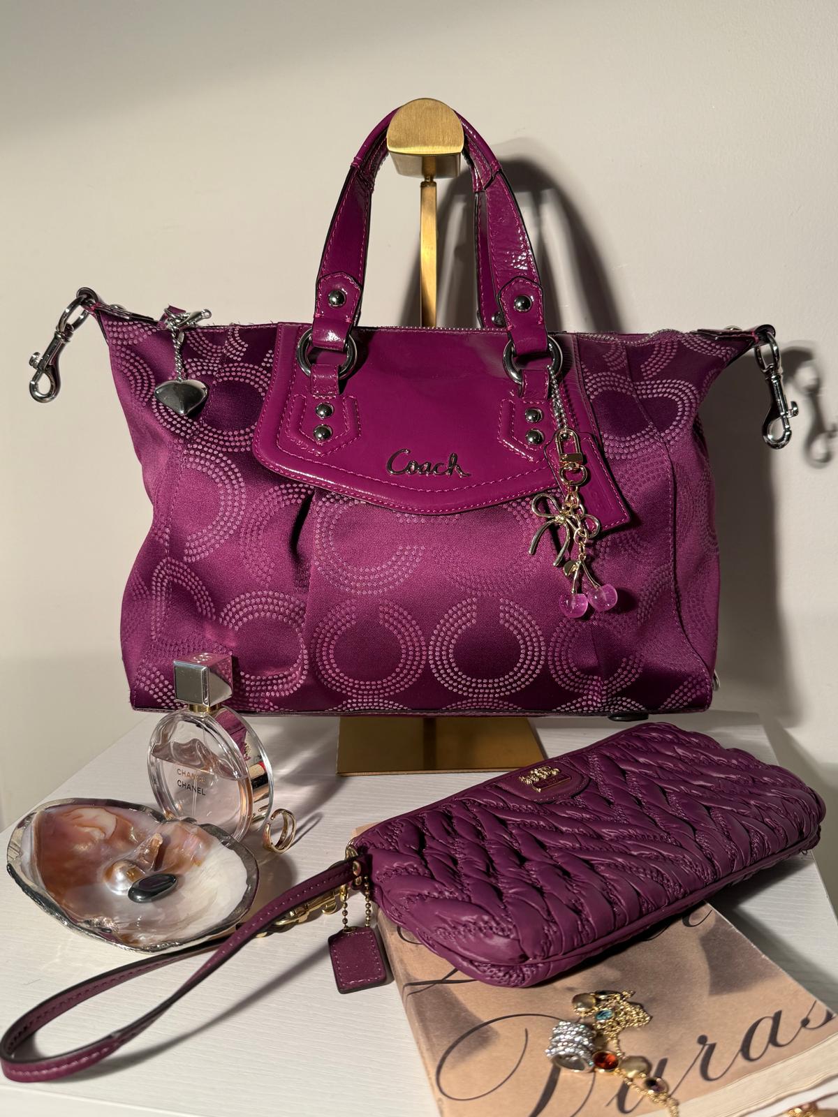 Coach Poppy Signature Purple Tote & Wristlet Set