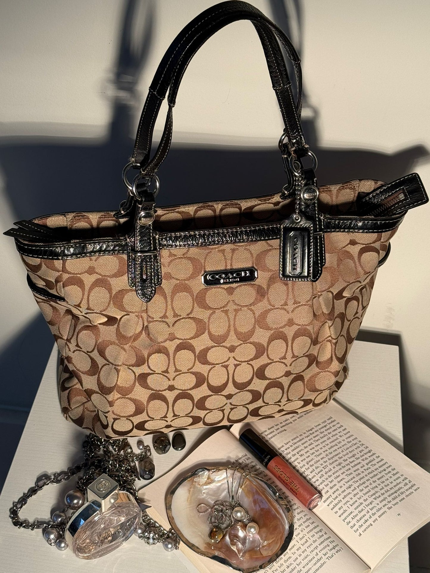 Coach Signature Brown Canvas Tote Bag