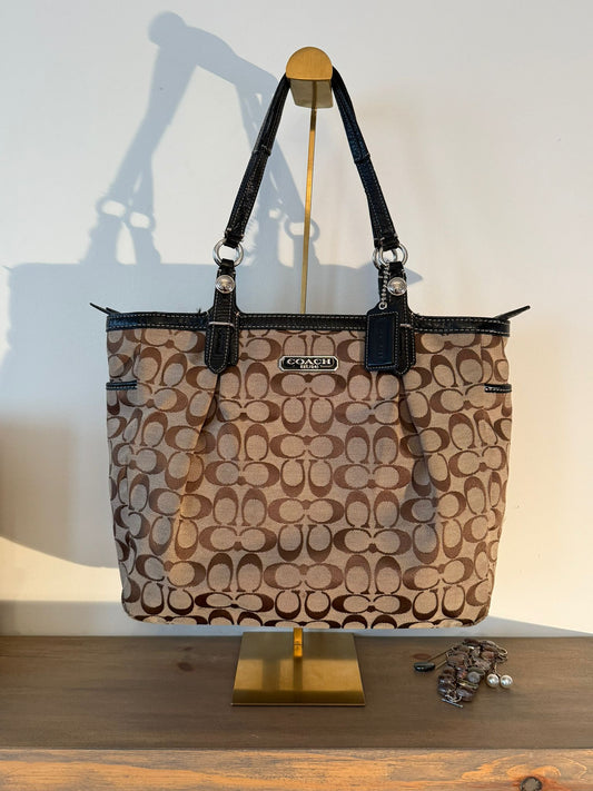 Coach Signature Brown Canvas Tote Bag