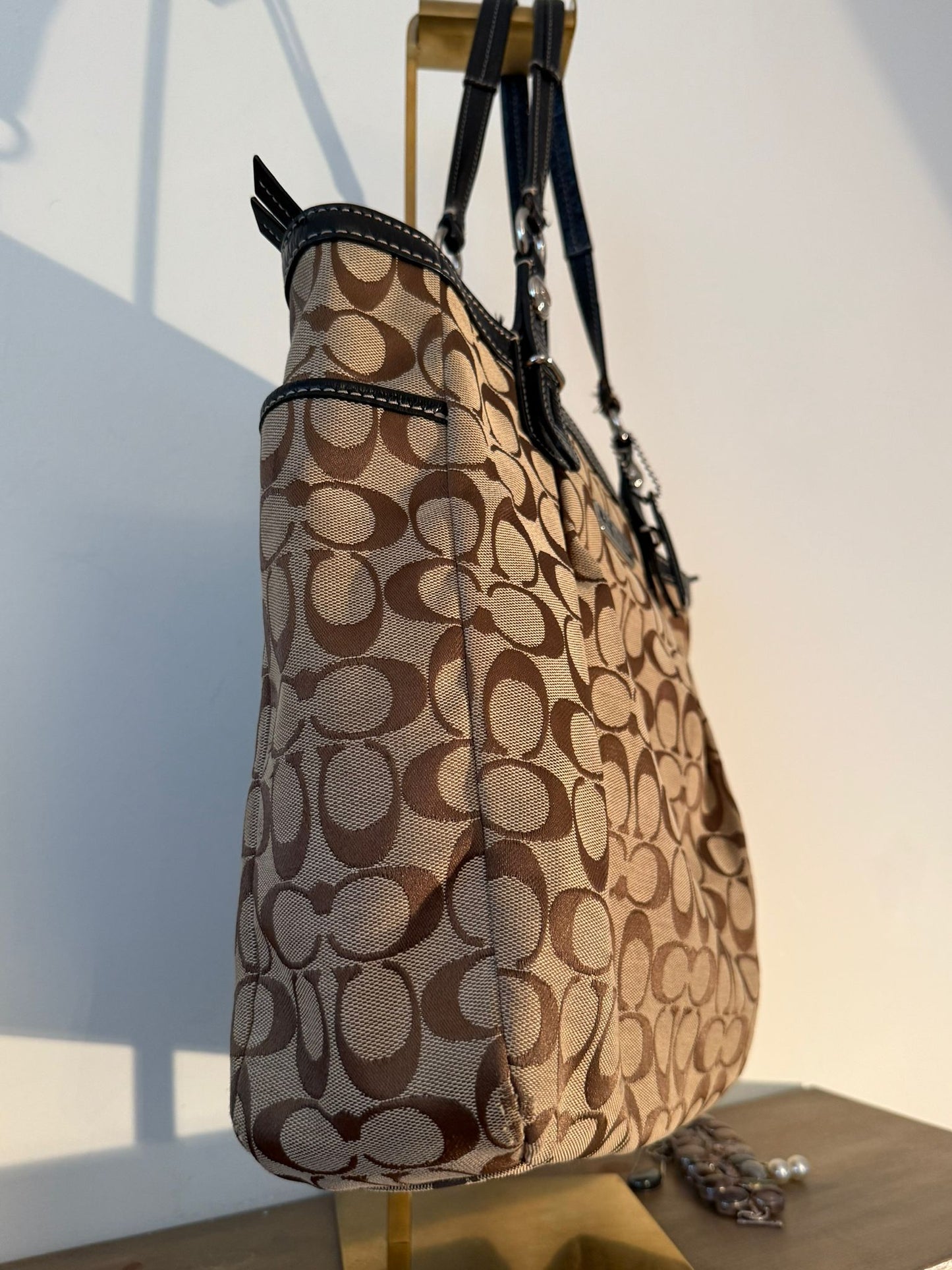 Coach Signature Brown Canvas Tote Bag