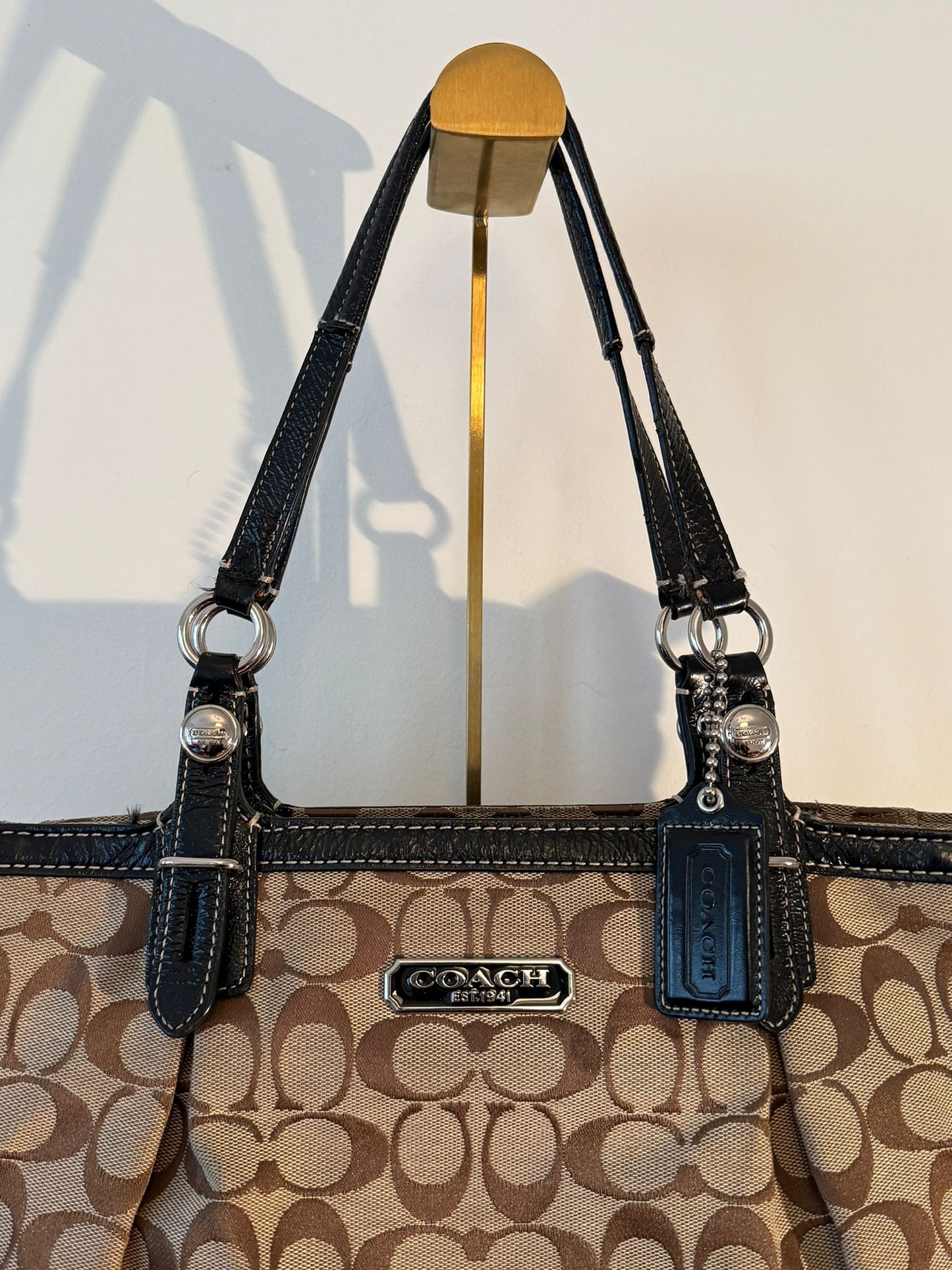 Coach Signature Brown Canvas Tote Bag