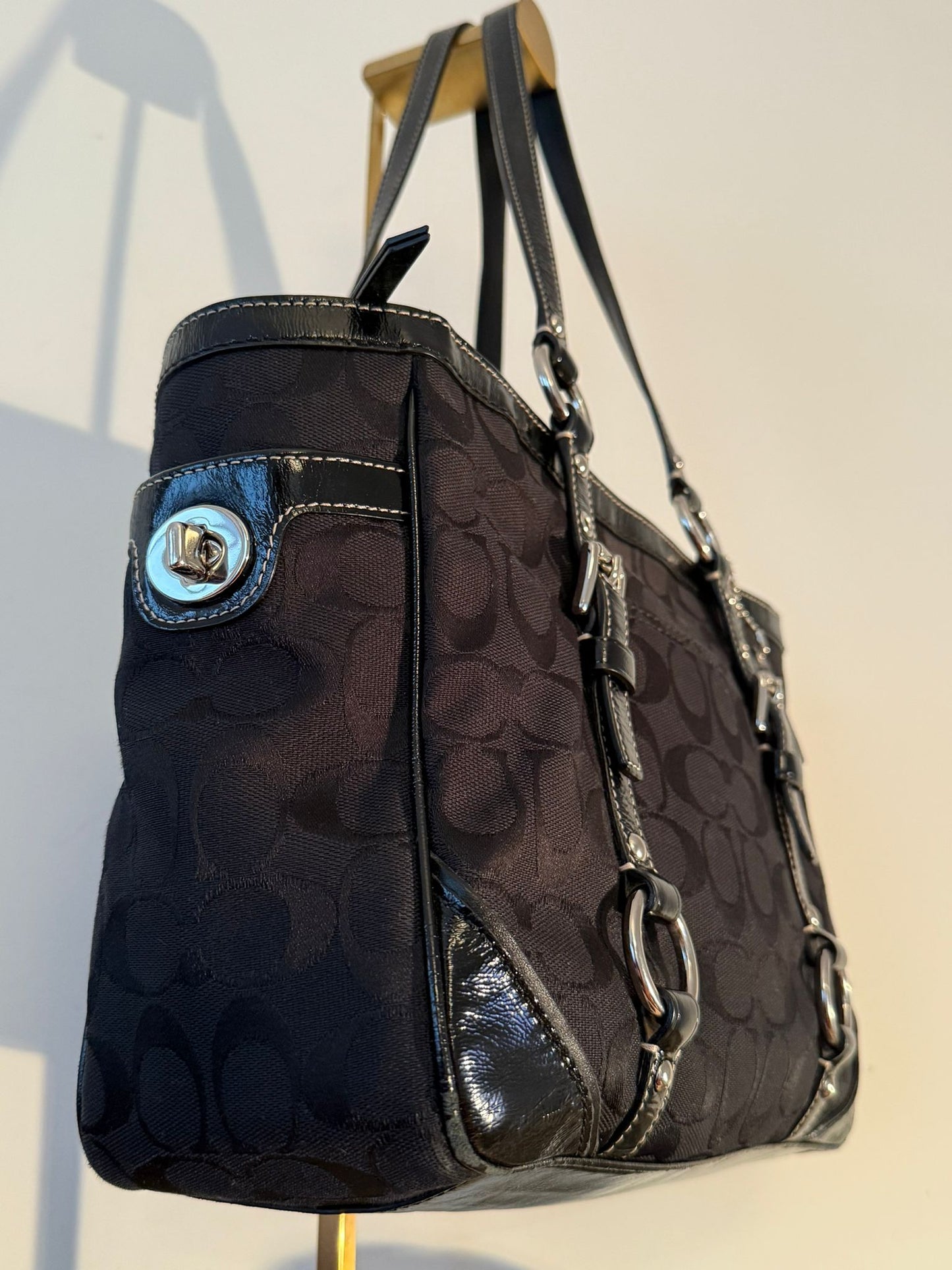 Coach Signature Black Buckle Tote Bag