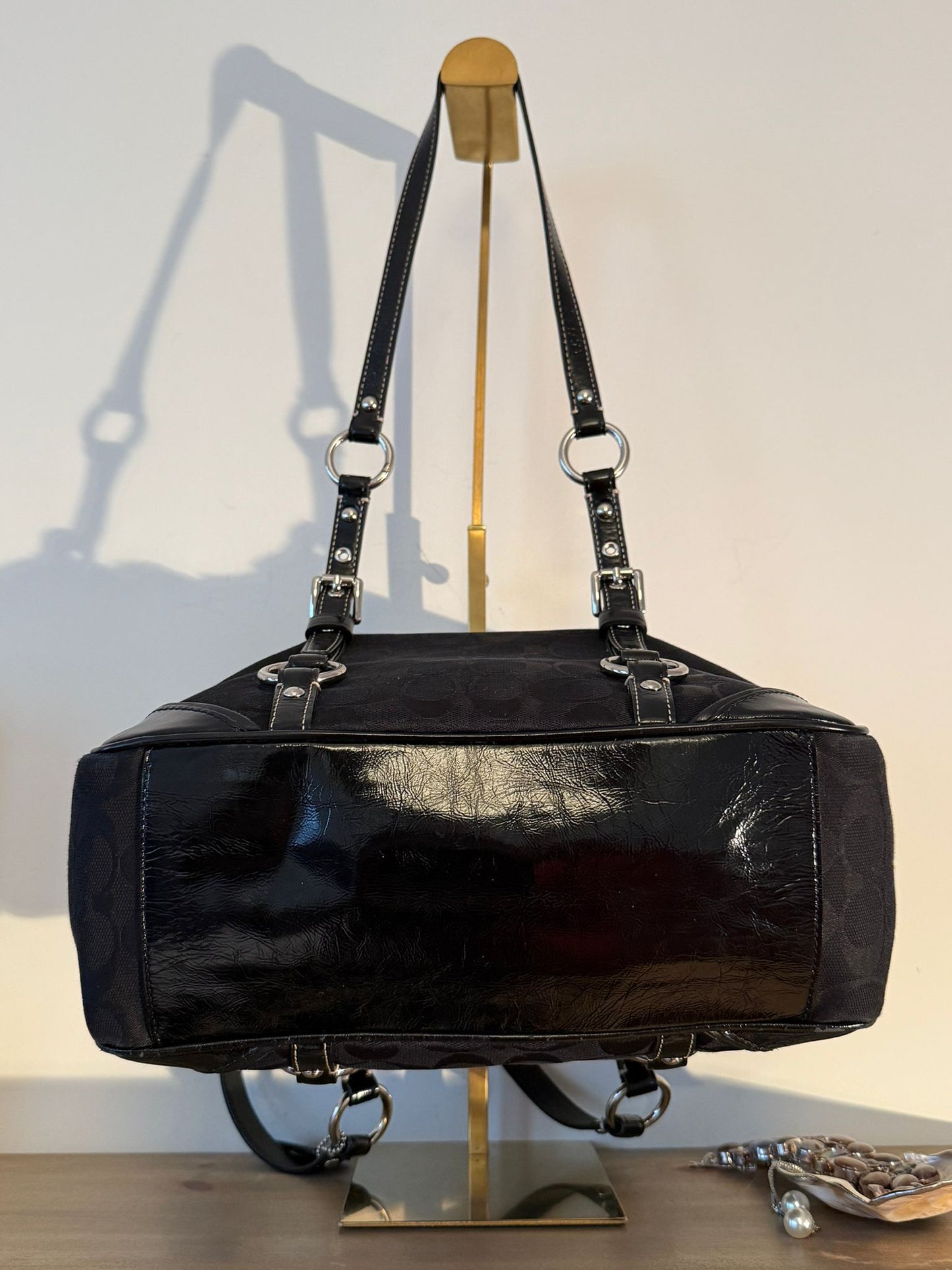 Coach Signature Black Buckle Tote Bag