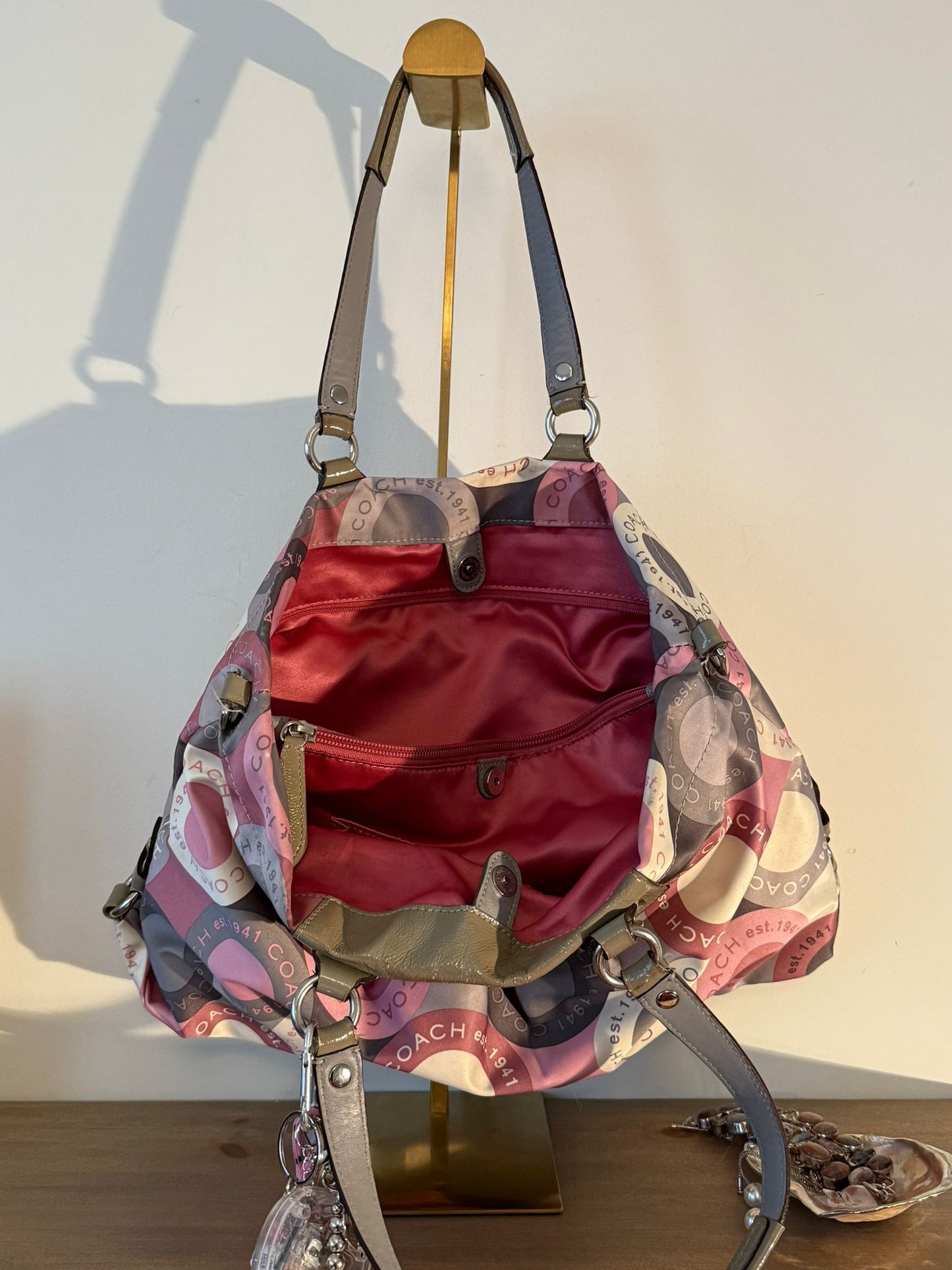Coach Pink Grey Ashley Bag