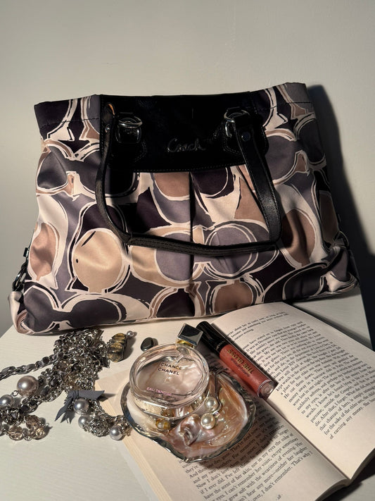 Coach Satin Taupe Signature Tote Bag