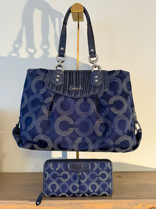 Coach Ashley Op Navy Satchel & Wallet Set