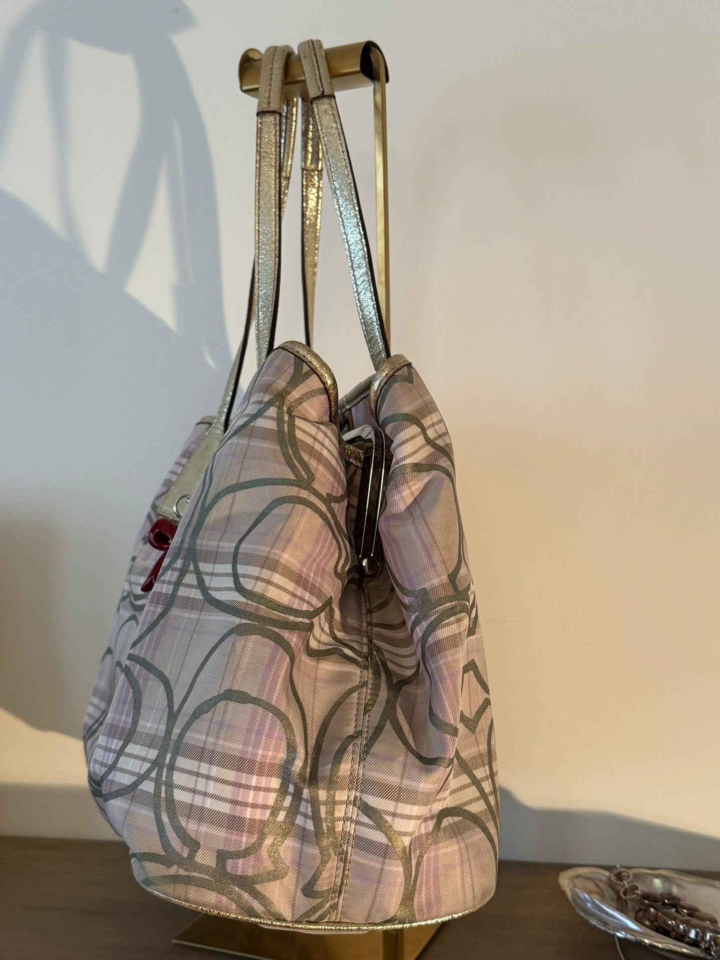 Coach Pastel Plaid Kisslock Tote